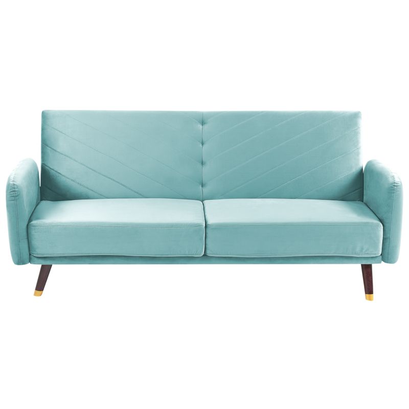 Sofa rozkładana dla 3 osób Senja Welur Błękitny 1 szt.