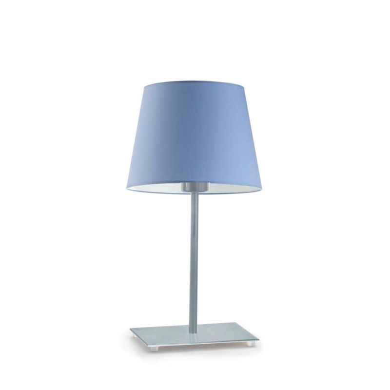 Lampka Nocna Volta Light Factory Moto Abażur Srebrny/Niebieski Stożek 1xE27 1szt.