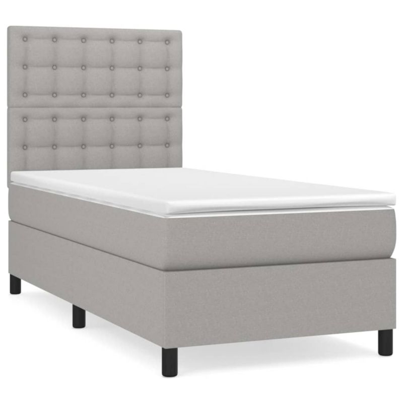 Łóżko z materacem WaszeMeble 80x200 cm Jasnoszary tkanina WM-3142049 1 szt.