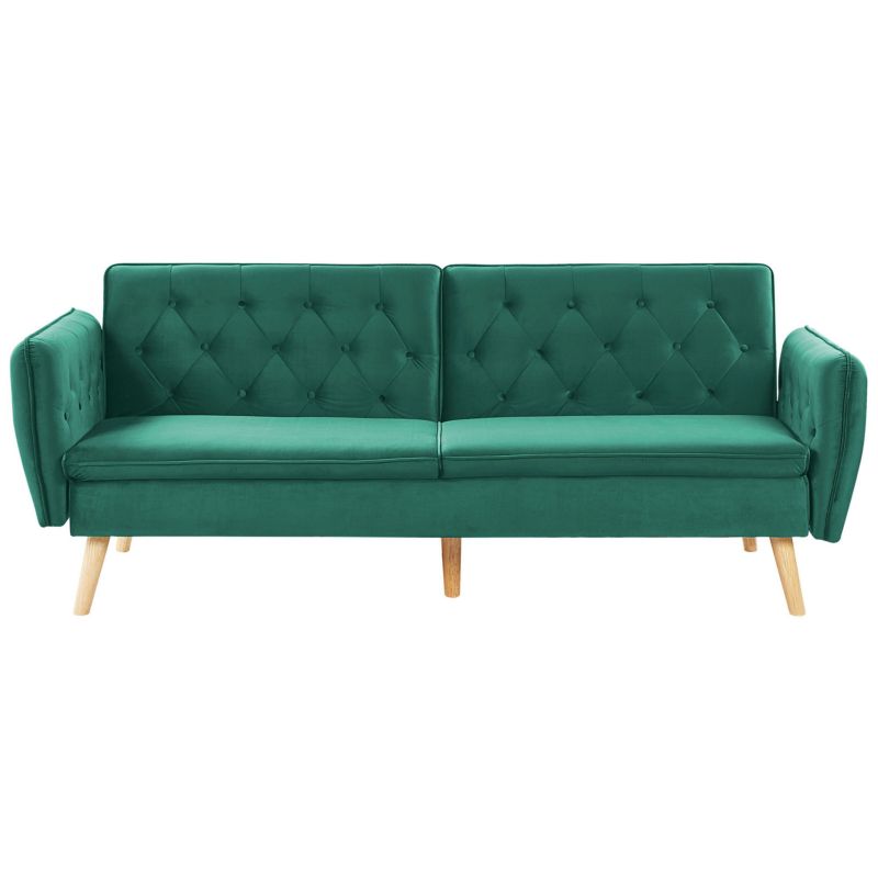 Sofa rozkładana dla 2 osób Bardu Welur Ciemnozielony 1 szt.