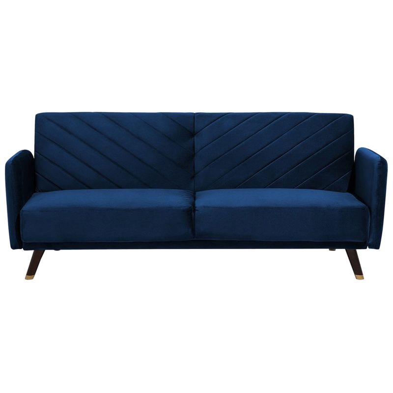 Sofa rozkładana dla 3 osób Senja Welur Granatowy 1 szt.