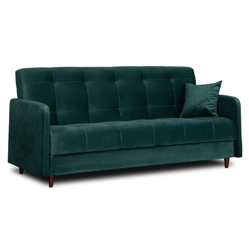 Sofa Tivoli Mebel Elite Rozkładana z Funkcją Spania i Pojemnikiem Welurowa Zielona 1 szt