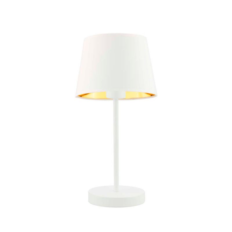 Lampka Nocna Volta Light Factory Blues Abażur Biały ze złotem Stożek 1xE27 1szt.
