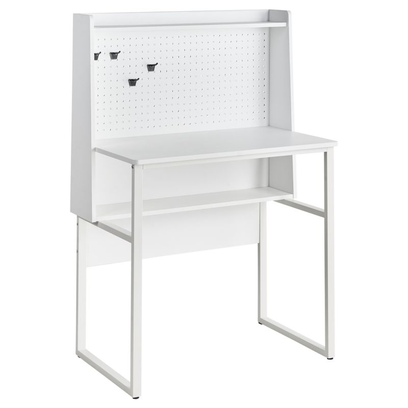 Biurko z tablicą perforowaną Buxton Biały 84 cm 48 cm 1 szt.