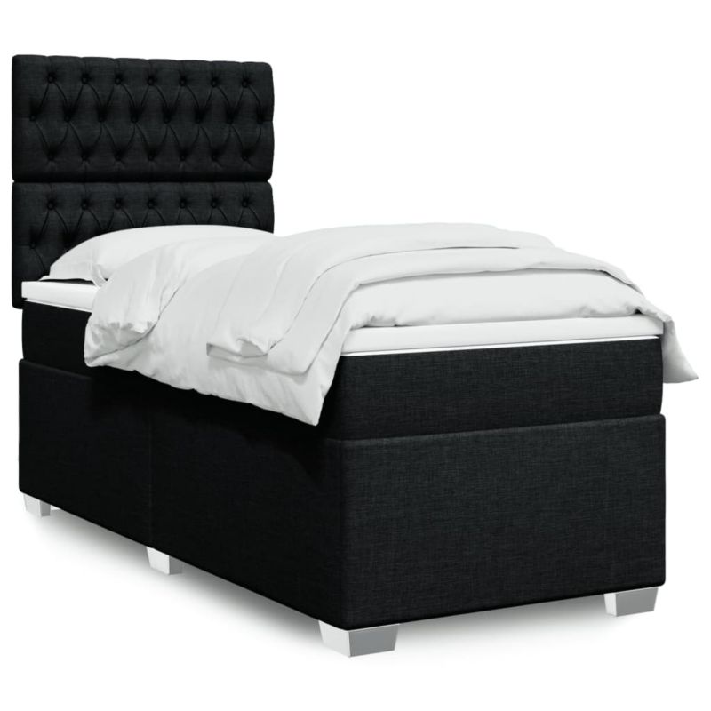 Łóżko z materacem WaszeMeble 90x200 cm Czarny tkanina WM-3290380 1 szt.