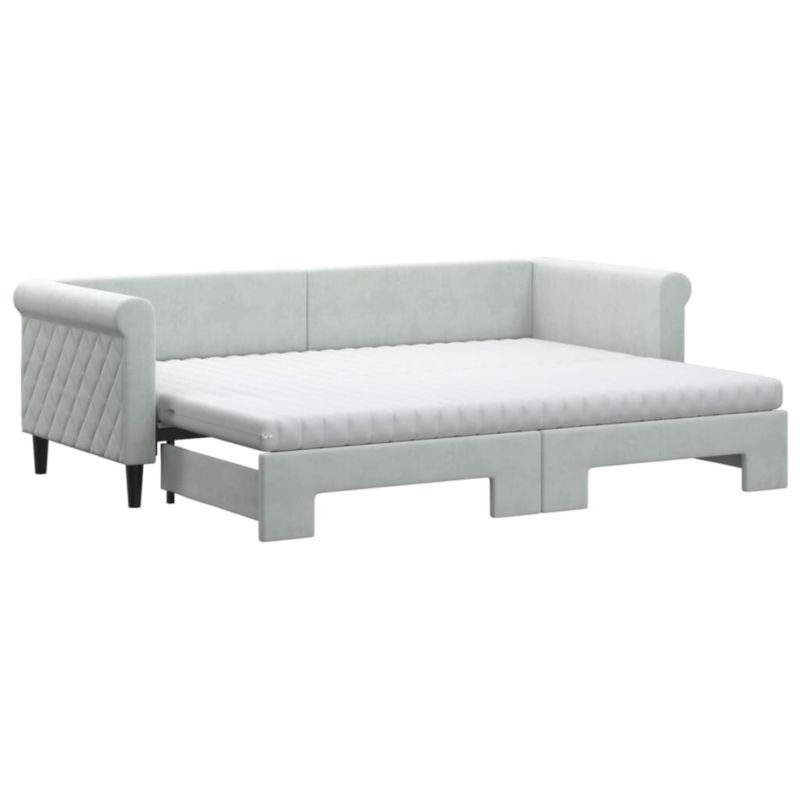 Sofa rozkładana WaszeMeble 80x200 cm Jasnoszary aksamit WM-3197788 1 szt.