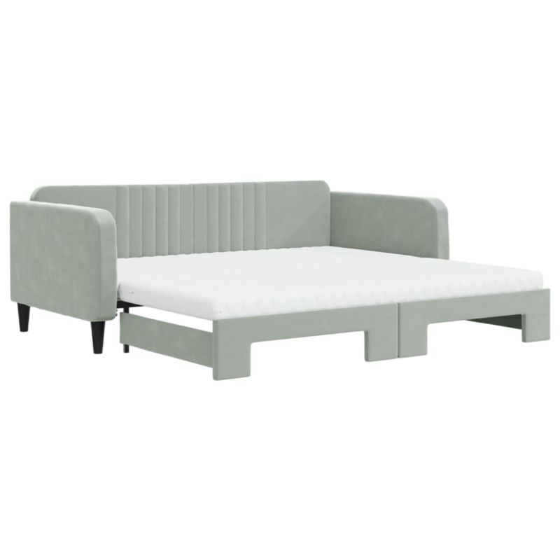 Sofa rozkładana WaszeMeble 100x200 cm Jasnoszary aksamit WM-3197094 1 szt.