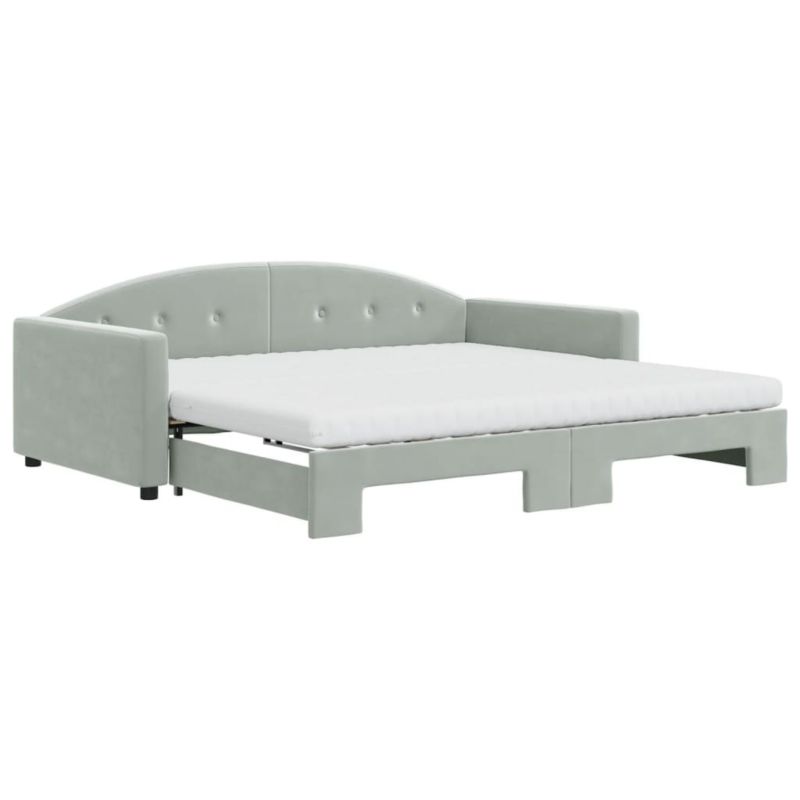 Sofa rozkładana WaszeMeble 100x200 cm Jasnoszary aksamit WM-3197332 1 szt.