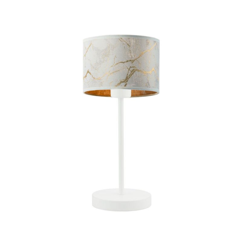 Lampka Nocna Volta Light Factory Blues Abażur Biały marmur/Biały Walec 1xE27 1szt.