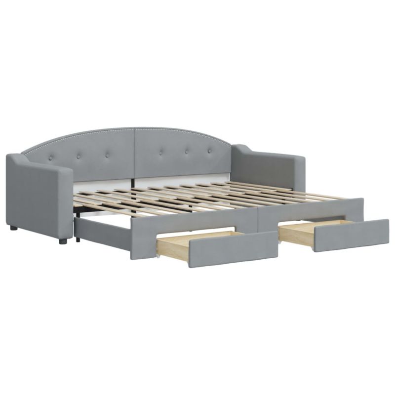 Sofa rozkładana WaszeMeble 80x200 cm Jasnoszary tkanina z szufladami WM-3197561 1 szt.