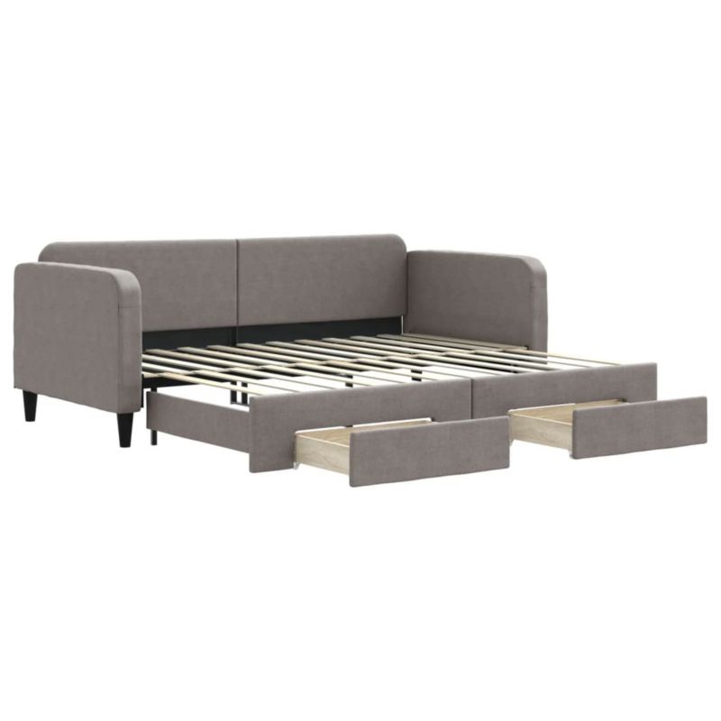 Sofa rozkładana WaszeMeble 90x200 cm Taupe tkanina z szufladami WM-3196855 1 szt.