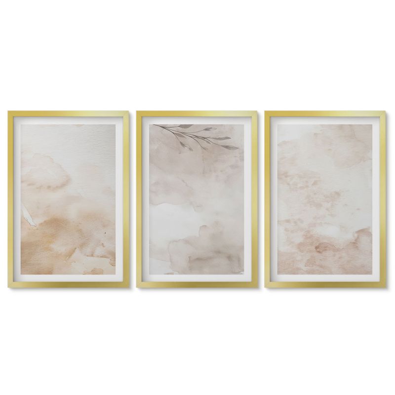 Komplet obrazów złota rama Tulup 40x60 cm Akwarelowe liście pastelowe Obrazy do kuchni w ramie 1 kpl