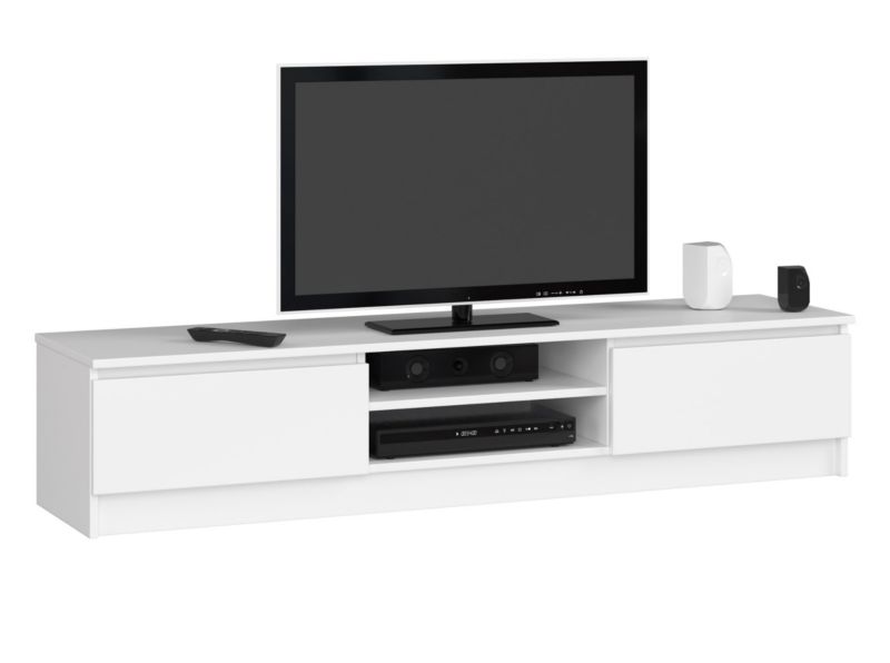 Szafka RTV Akord Biała 160 cm 2 drzwi kolor Biały mat 2 półki 160x40x33 cm 1 szt.