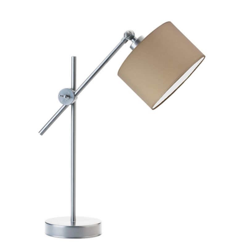 Lampka Nocna Volta Light Factory Modern Abażur Srebrny/Cappuccino Walec 1xE27 1szt.