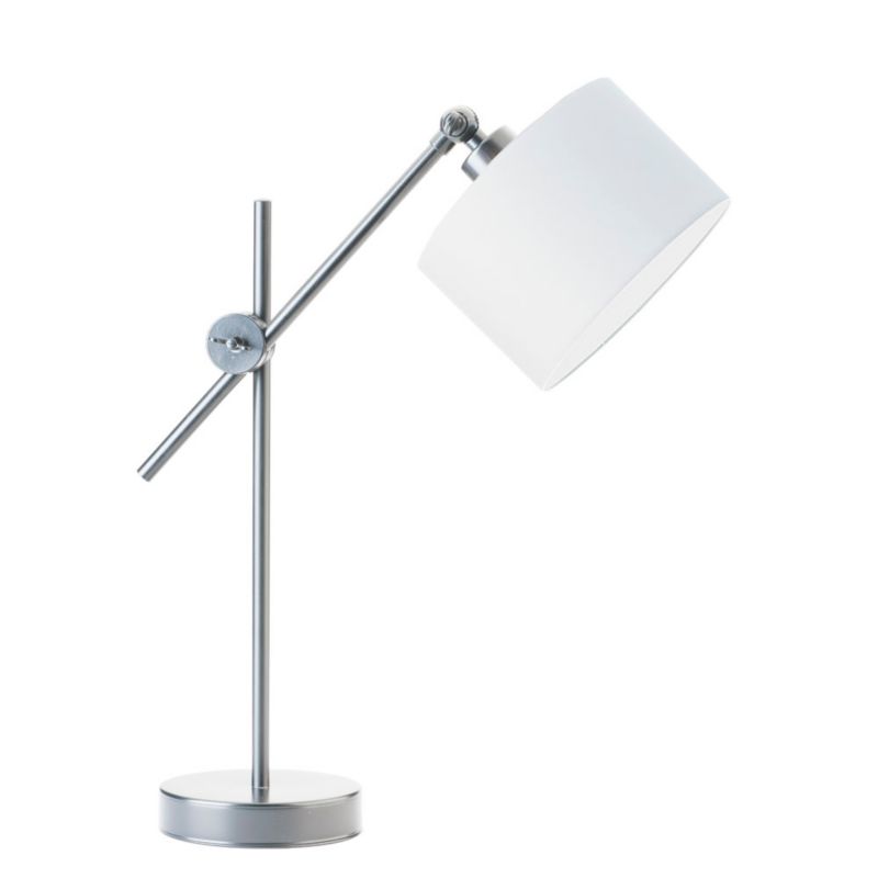 Lampka Nocna Volta Light Factory Modern Abażur Srebrny/Biały Walec 1xE27 1szt.