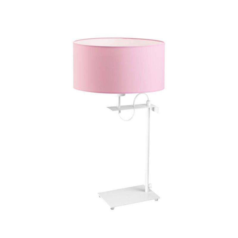 Lampka Nocna Volta Light Factory Point Biały/Różowy Abażur 1xE27 1szt.