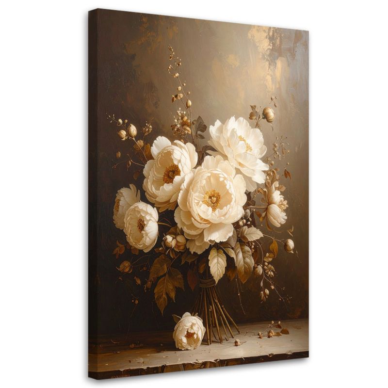 Obraz klasyczny do salonu sypialni biura kuchni Feeby Białe kwiaty bukiet 80x120cm 1szt
