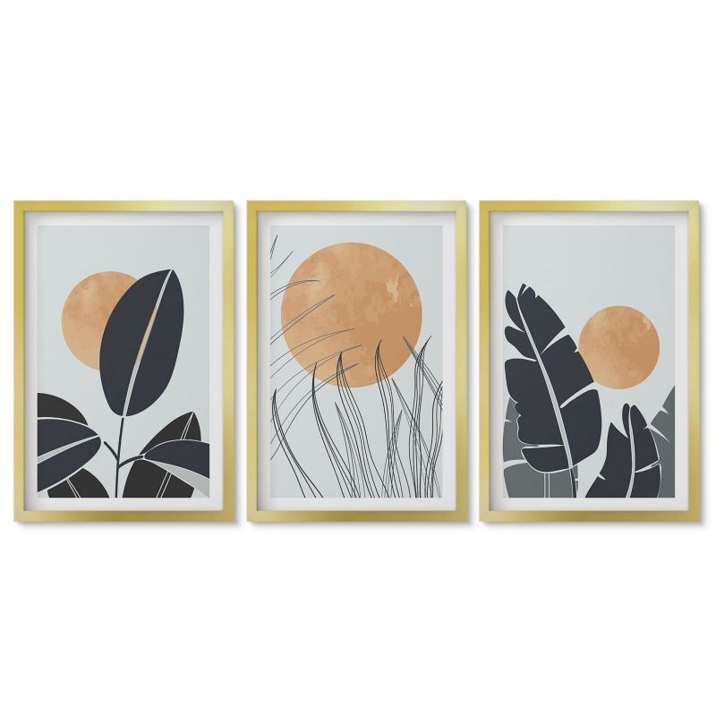 Zestaw 3 obrazów w złotych ramach Tulup 40x60 cm Roślinne wzory Obrazy do kuchni w ramie 1 kpl