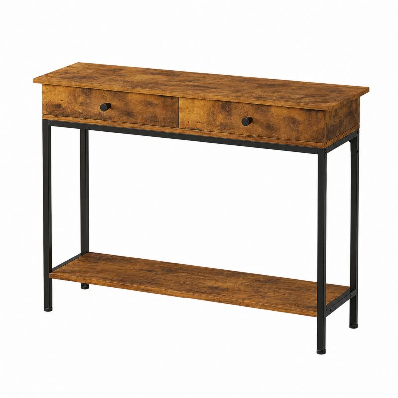 Konsola Muvu komoda stolik ciemny brąz loft industrialny retro z 2 szufladami 1 szt.