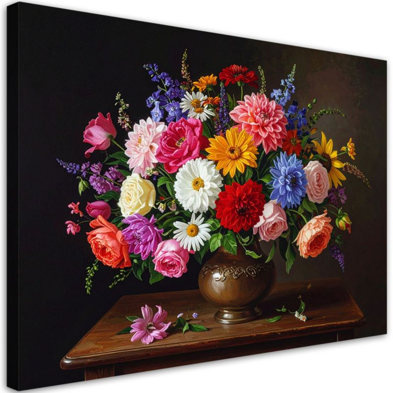 Obraz do salonu sypialni biura Feeby Martwa natura bukiet kwiatów w wazonie 120x80cm 1szt