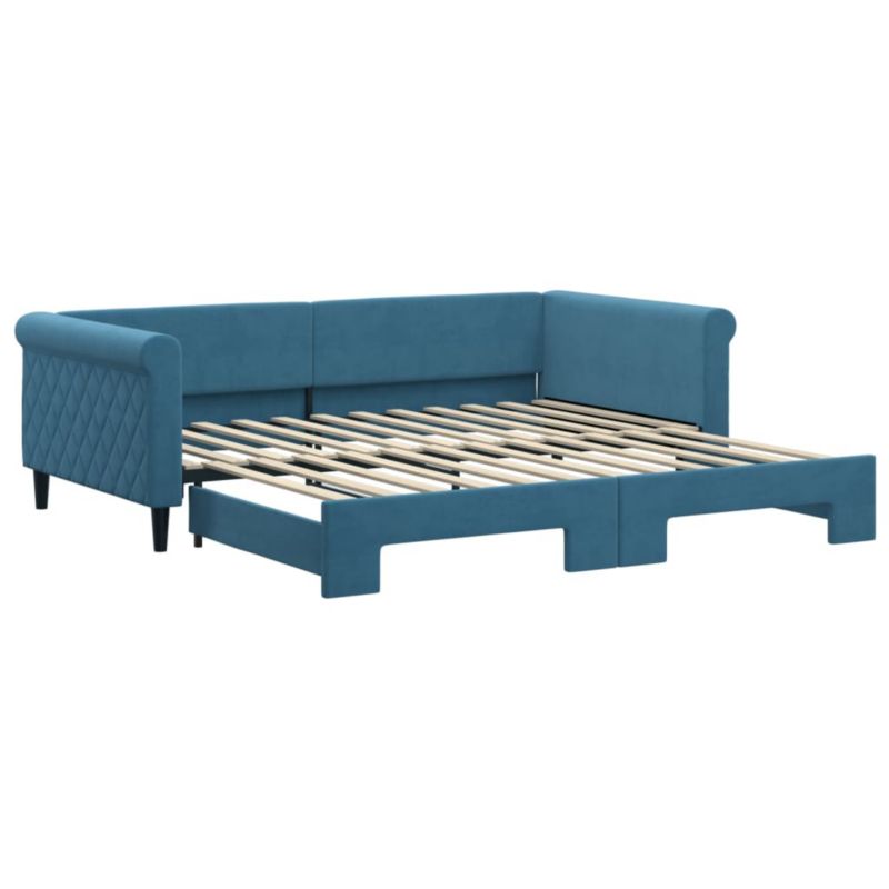 Sofa rozkładana WaszeMeble 100x200 cm Niebieski aksamit WM-3197777 1 szt.