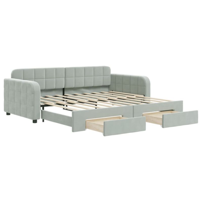 Sofa rozkładana WaszeMeble 90x190 cm Jasnoszary aksamit z szufladami WM-3196990 1 szt.