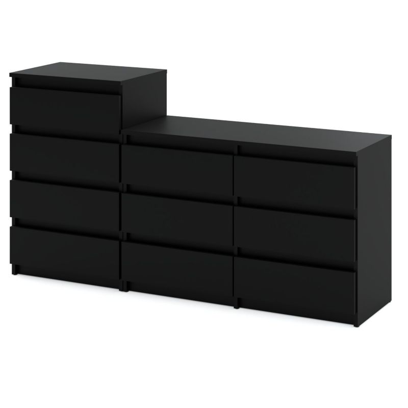 Komoda Z 10 Szufladami Stiv-Meble Czarny Mat Zestaw Komód 160X33,5X92,5 CM 1Szt.