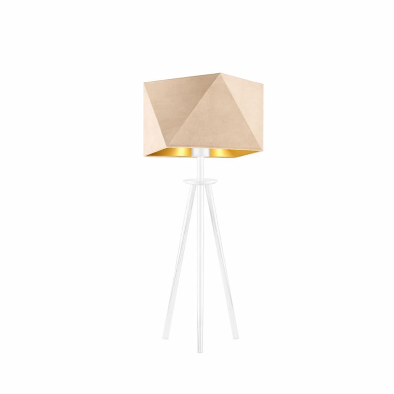 Lampka Nocna Volta Light Factory Deco Abażur Beżowy ze złotem Diament 1xE27 1szt.