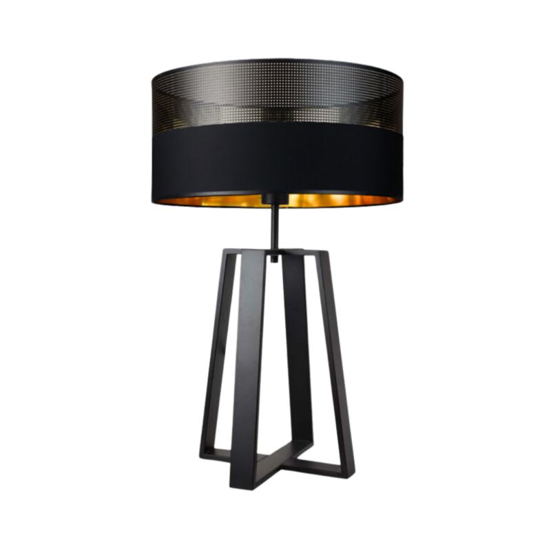 Lampka Nocna Volta Light Factory Wenis Abażur czarny/ Czarny ze złotem 1xE27 1szt.