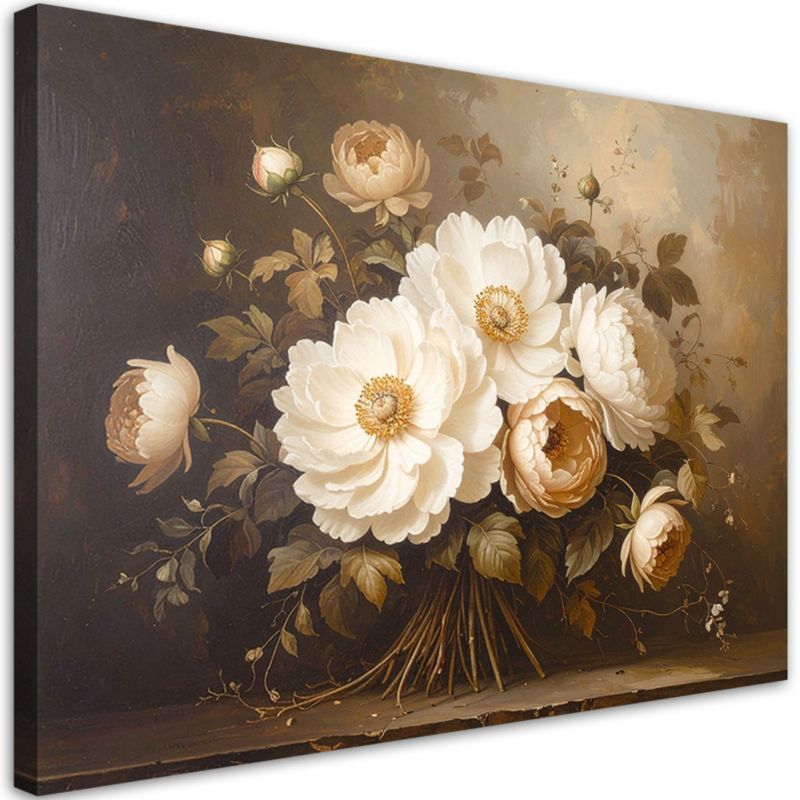 Obraz stylowy do salonu sypialni biura Feeby Martwa natura kwiaty bukiet 90x60cm 1szt