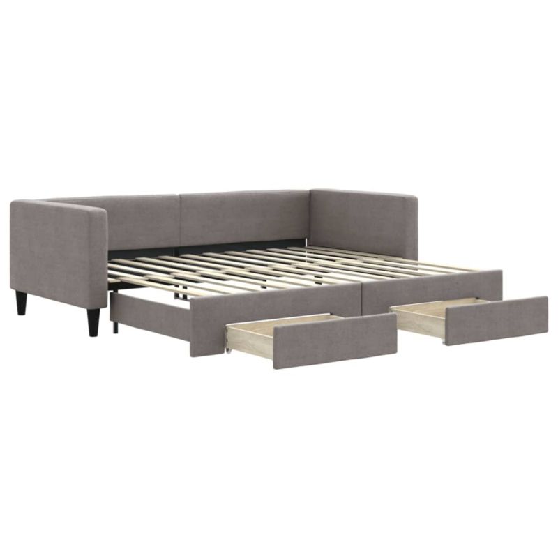 Sofa rozkładana WaszeMeble 90x200 cm Taupe tkanina z szufladami WM-3196617 1 szt.