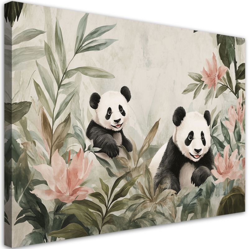 Obrazy dla dzieci Feeby Misie Pandy w kwiatach 100x70cm 1szt