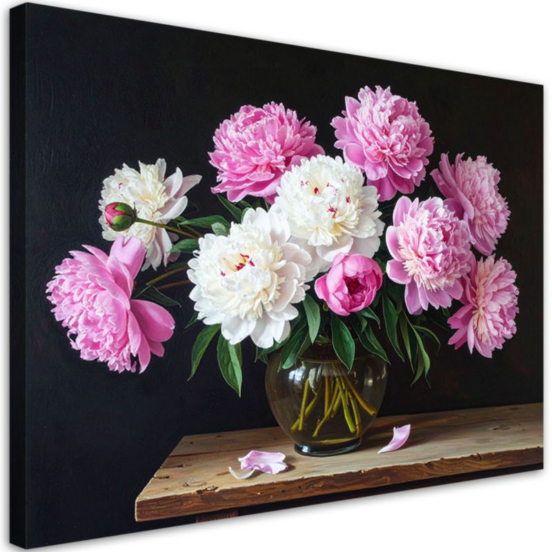 Obraz do salonu sypialni jadalni kuchni Feeby Piwonie bukiet kwiatów w wazonie 120x80cm 1szt