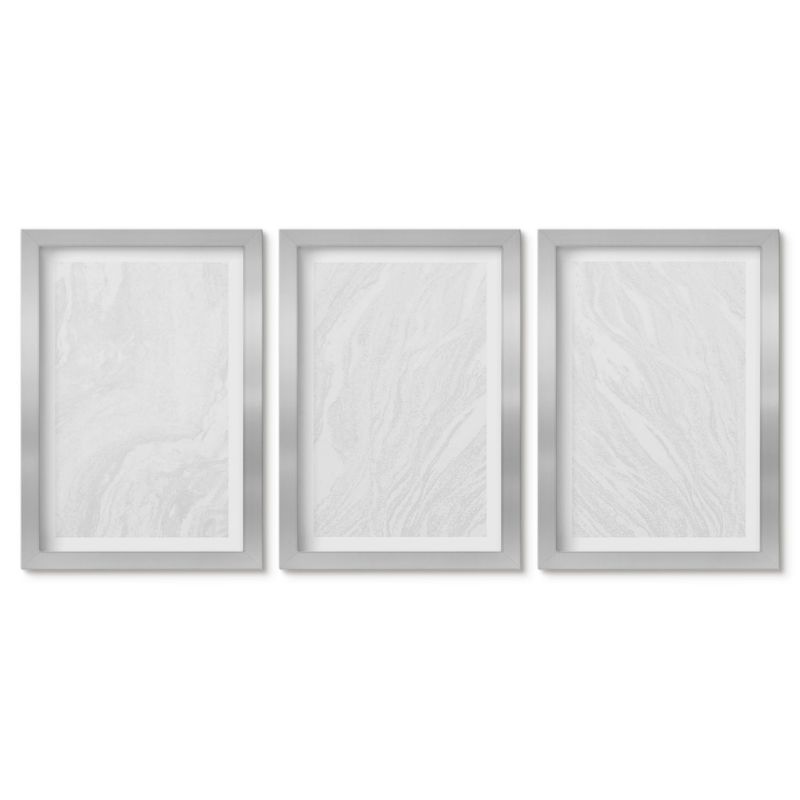 Obrazy w srebrnej ramie Tulup 20x30 cm Marmur elegancki struktura Małe obrazy do kuchni w ramie 1 kpl