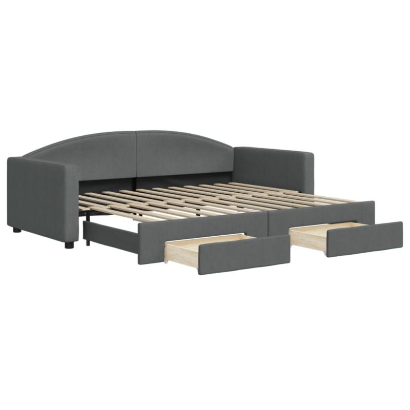 Sofa rozkładana WaszeMeble 90x200 cm Ciemnoszary tkanina z szufladami WM-3197225 1 szt.