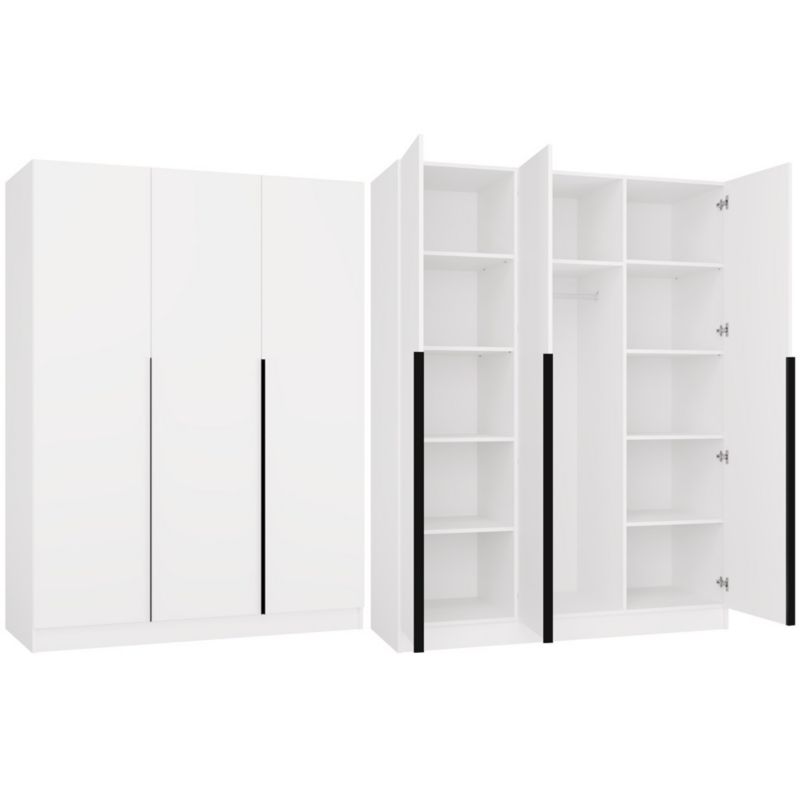 Szafa SENSO 3D Topeshop 3 drzwi drążek biała 150x56,5x200 cm 1 szt.