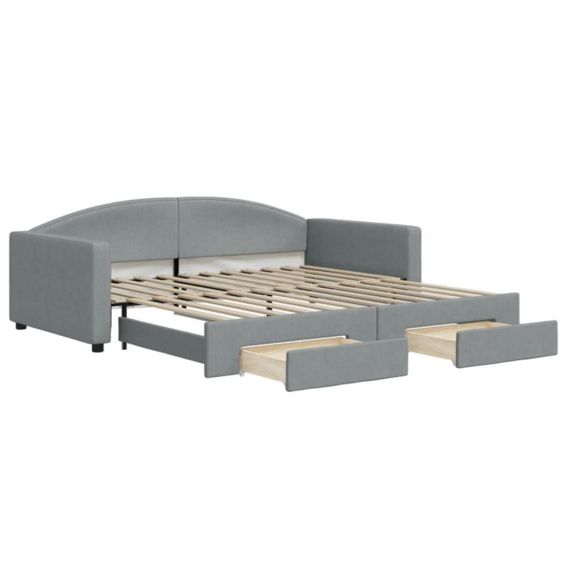 Sofa rozkładana WaszeMeble 100x200 cm Jasnoszary tkanina z szufladami WM-3197229 1 szt.