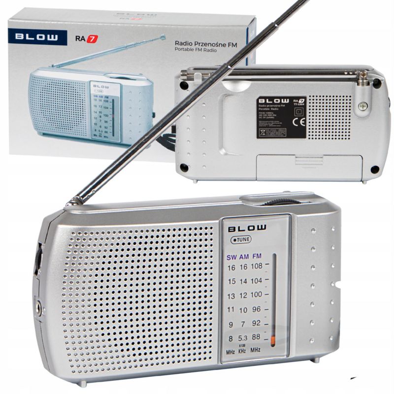 Radio budowlane BLOW przenośne AM FM SW na baterie antena małe lekkie 1 szt.