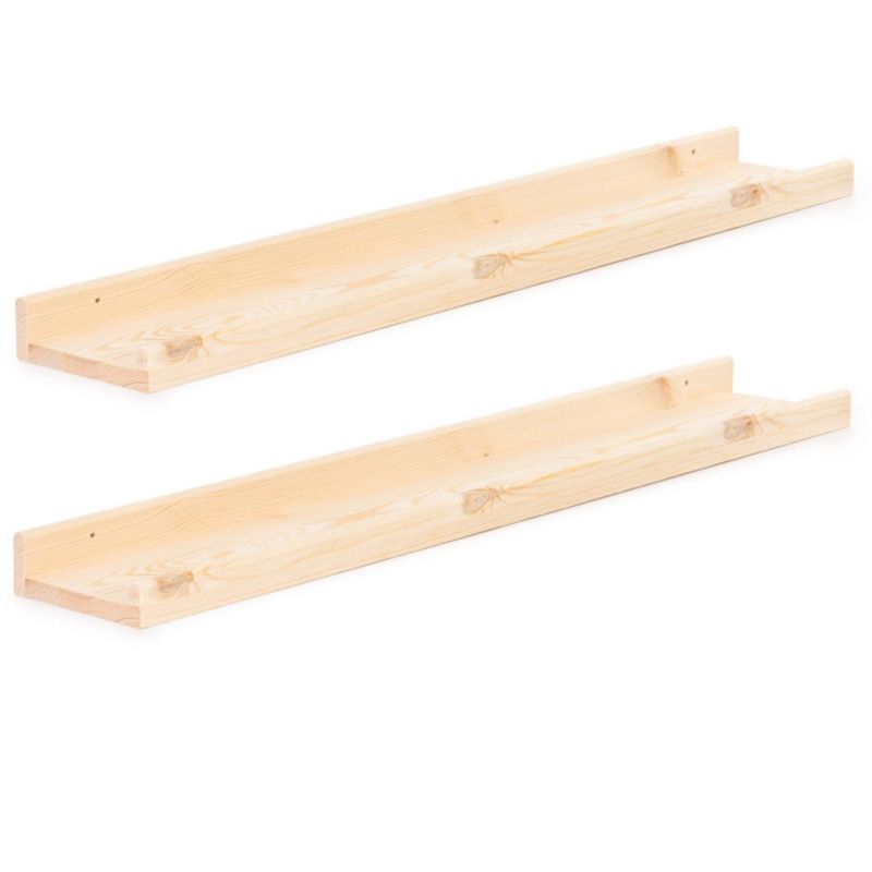 Półki Springos wiszące na przyprawy, książki półki ścienne do pokoju kuchni 90 cm brązowe 2 szt.