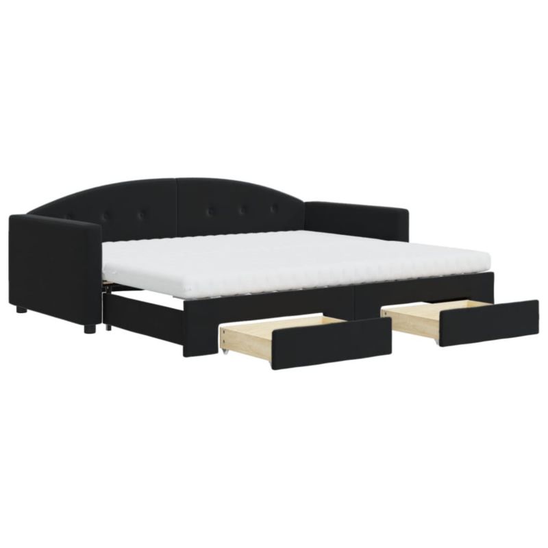 Sofa rozkładana WaszeMeble 90x190 cm Czarny aksamit z szufladami WM-3197388 1 szt.