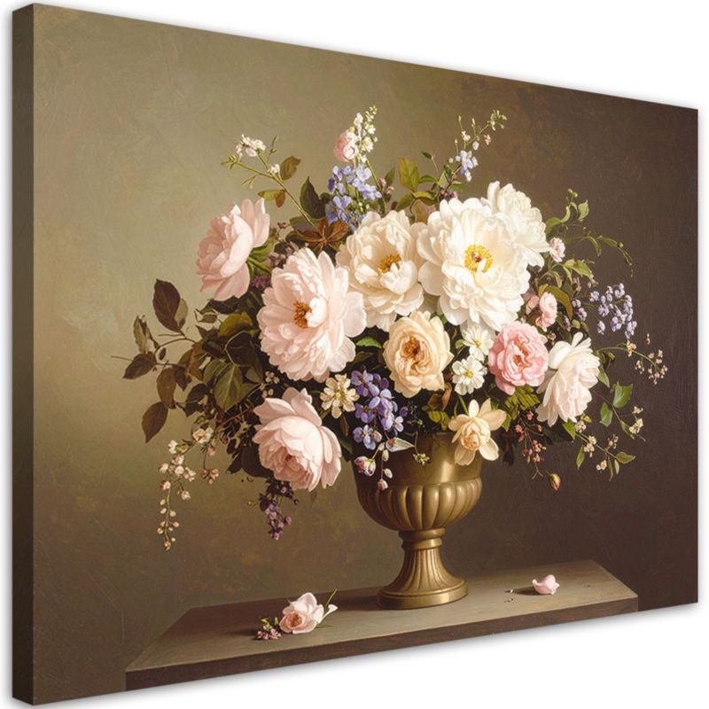 Obraz do salonu sypialni biura kuchni Feeby Kwiaty w wazonie bukiet vintage 100x70cm 1szt