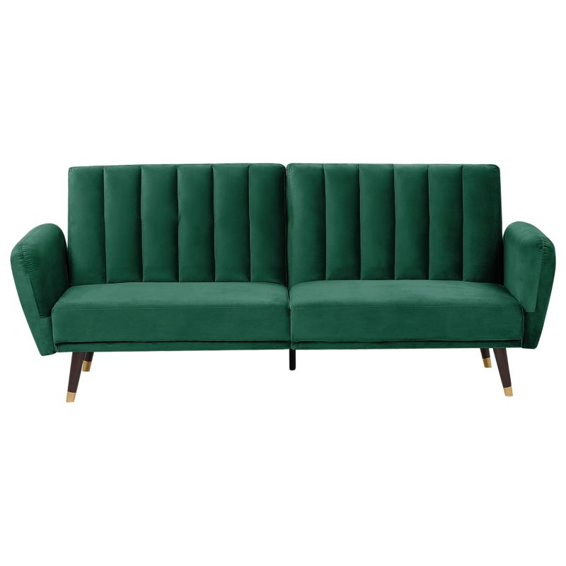 Sofa rozkładana dla 3 osób Vimmerby Welur Szmaragdowy 1 szt.