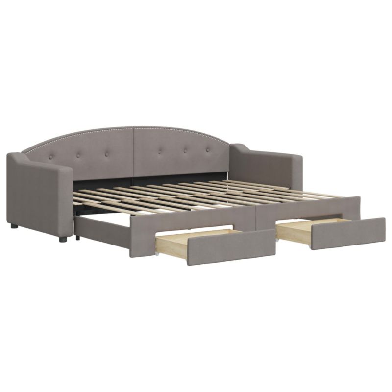 Sofa rozkładana WaszeMeble 80x200 cm Taupe tkanina z szufladami WM-3197564 1 szt.