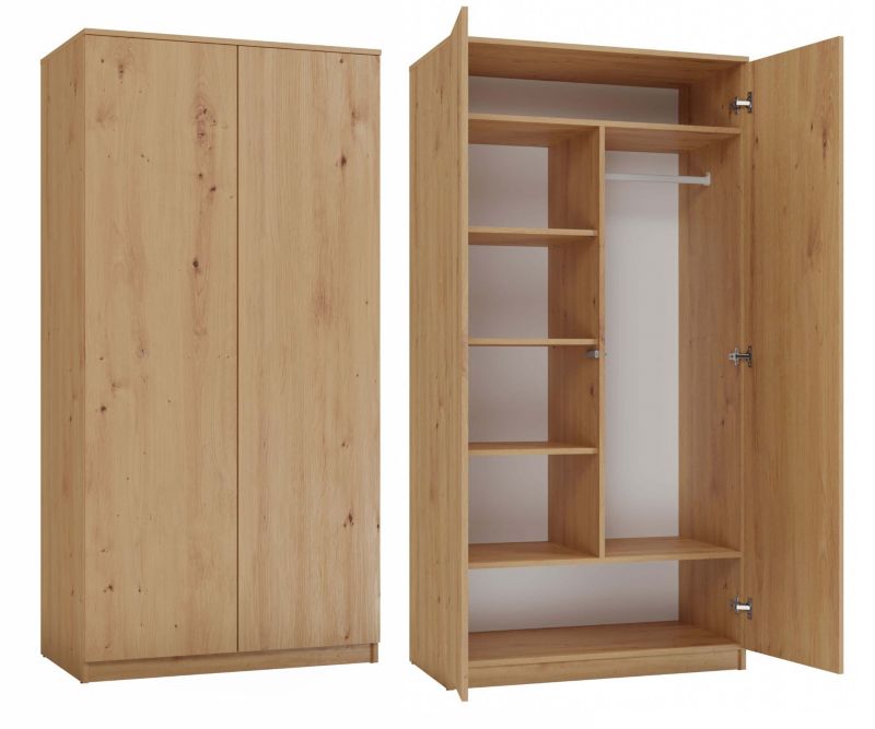 Szafa Topeshop Garderoba Drzwi Półki SD-90 Dąb Artisan 50x90x180 cm 1 szt.