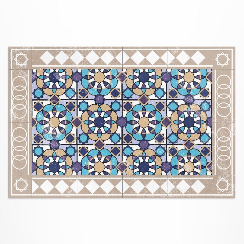 Balkonowy Dywan Winylowy UV Wallfluent 140x210 cm Kwadraty w romby wytarte kafelki 1 szt.