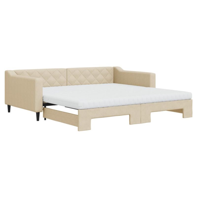 Sofa rozkładana WaszeMeble 100x200 cm Kremowy tkanina WM-3197453 1 szt.