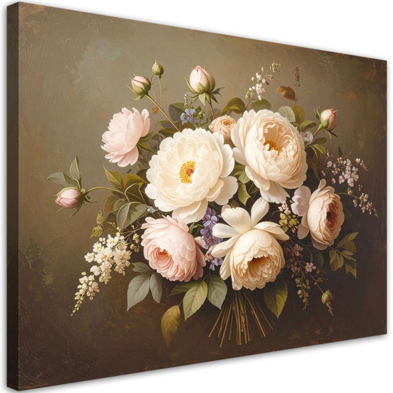 Obraz klasyczny do salonu sypialni biura Feeby Martwa natura kwiaty bukiet 90x60cm 1szt