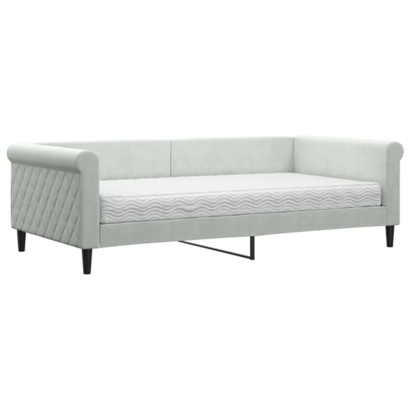 Sofa rozkładana WaszeMeble 100x200 cm Jasnoszary aksamit WM-3197754 1 szt.