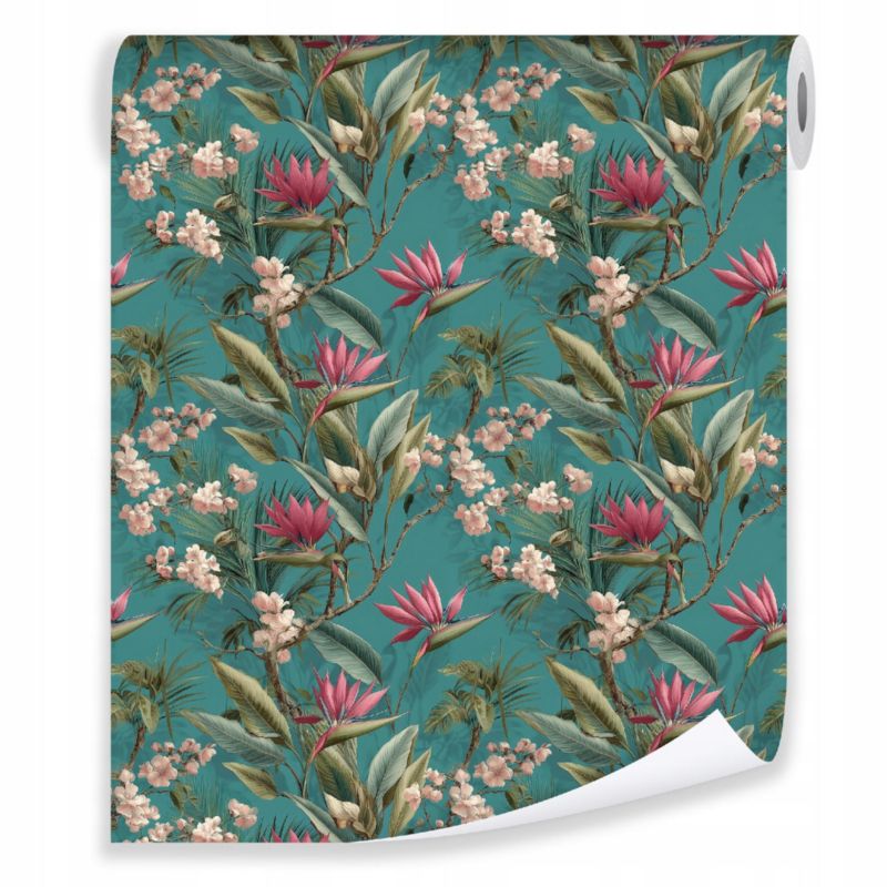 Tapeta WALLARENA Do Sypialni Salonu Na Flizelinie Kwiaty Abstrakcja Liście Zielony 50x1000 cm T16606VE 1 szt.