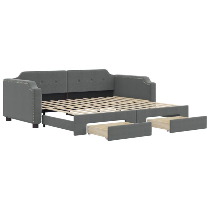 Sofa rozkładana WaszeMeble 90x190 cm Ciemnoszary tkanina z szufladami WM-3197681 1 szt.